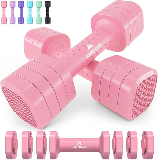 🔥 Amonax Pesas Y Mancuernas, 1-5kg Pesas Ajustables, Material de Gimnasio | Juego de Mancuernas 4 en 1 para Hombre Y Mujer, Kit Mancuerna Dumbbell Set para Ejercicio en Casa Y Entrenamiento de Fuerza