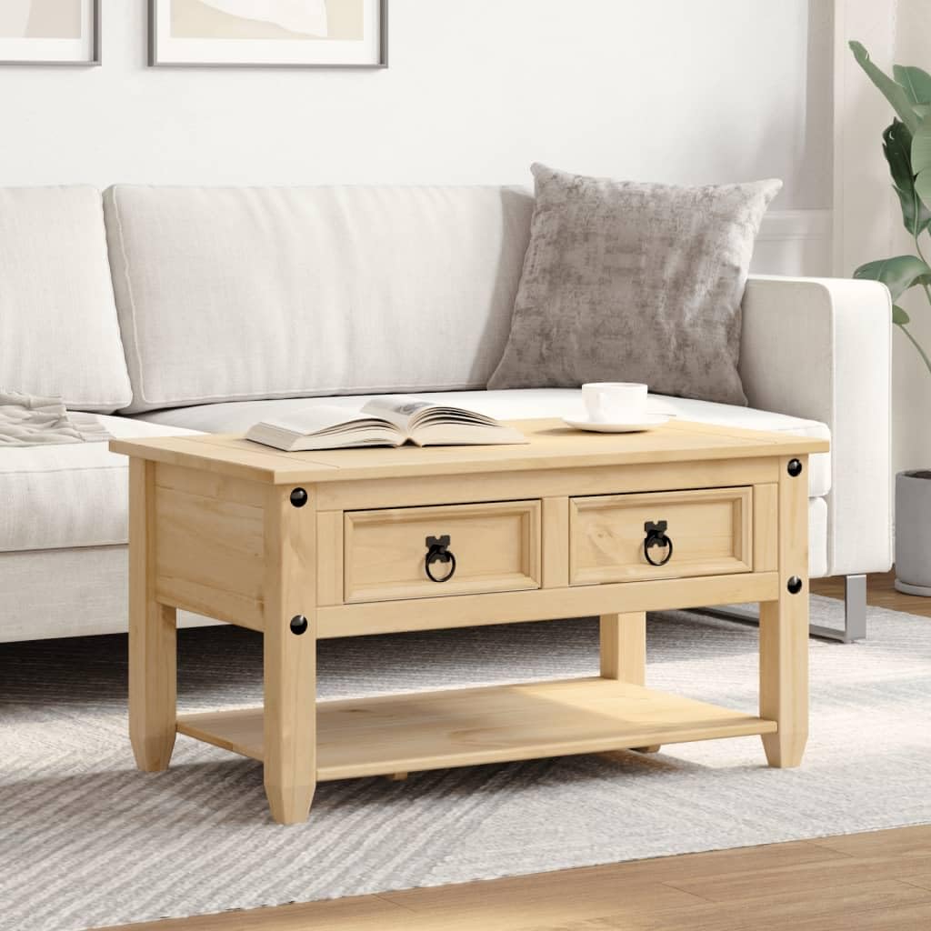 vidaXL Stolik kawowy z szufladami Corona, 85x50x45 cm, drewno sosnowe
