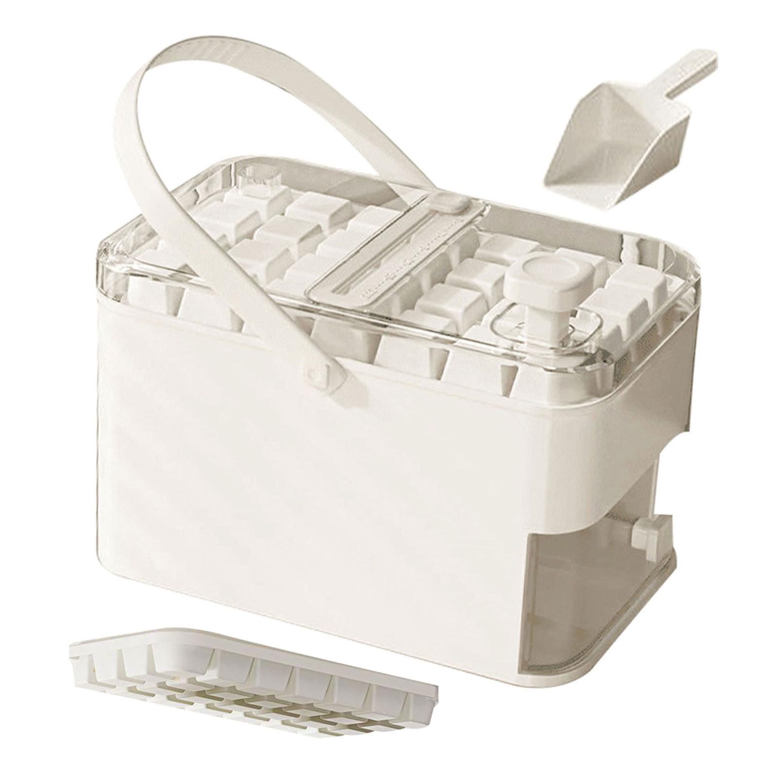 FACAILUO Reusable Press Type Ice Box with Lid and Bin Ice Maker Refrigerator Ice Mold for Coffee & Drink Easily to Use