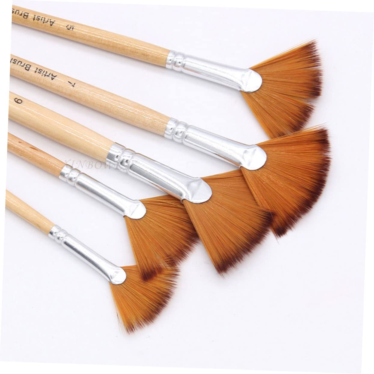BEBEMOKO 5Pcs Portable Multi Function Fan Paint Brush for Watercolor and Painting for Art Projects Easy to Clean and Flexible Use for Artists
