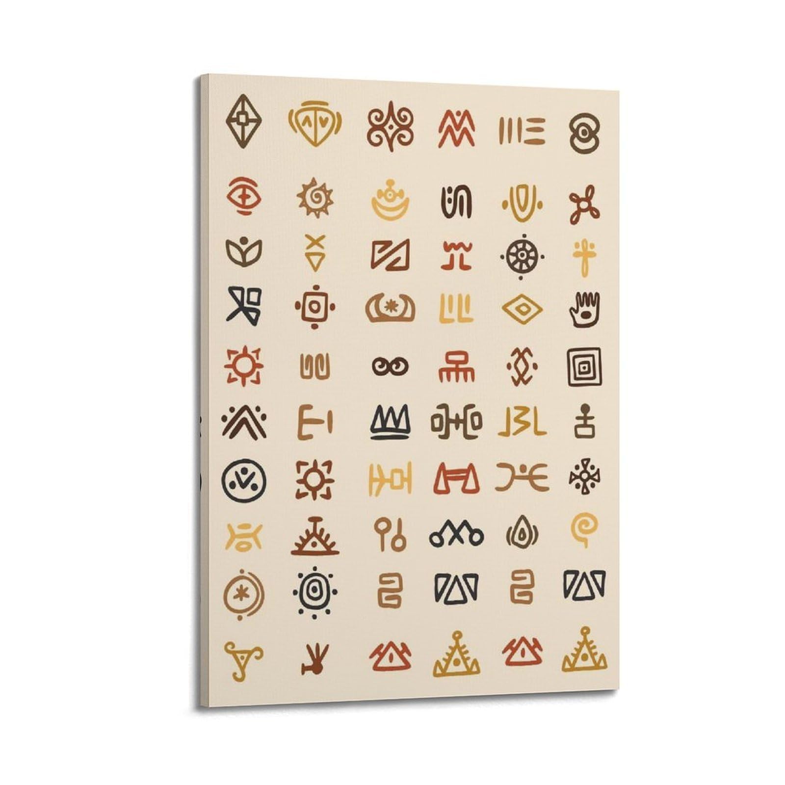 XKUGA Geometric Symbol Ethnic Tribal Folk Poster Pattern Totem Modern Decorative Canvas Prints - Ideal Wall Art for Family, Man Cave, Game Room, Boys & Girls Bedroom 20x30inch(50x75cm)