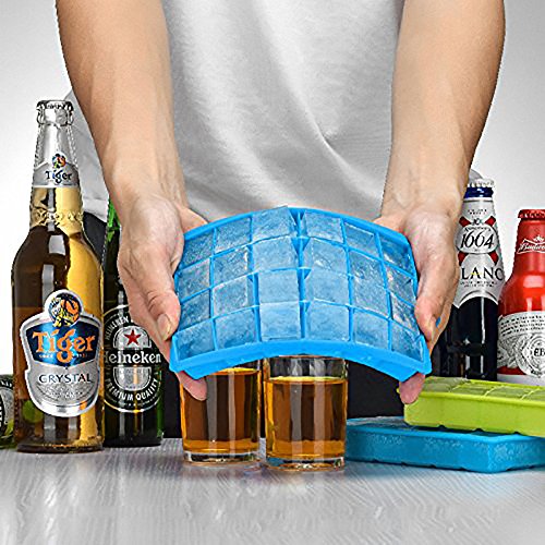 Ice Cube Tray, Silicone Square Ice Trays Easy Release Stackable Ice Cube Mold With Removable Lid, 24 Cavity (2 Pack, Sky Blue) #TOP2