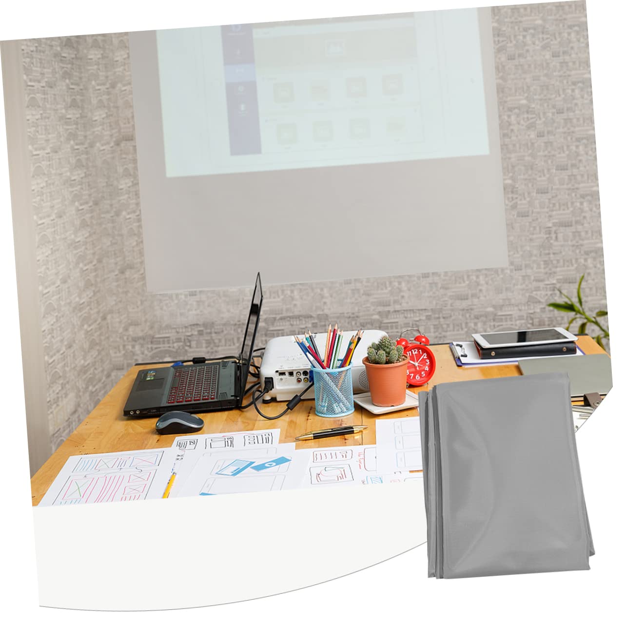 Telo per Videoproiettore Portatile con Cinghia da Muro, Schermo Hd Antirughe in Poliestere con Finitura Lucida per Home Theater, Ufficio e Aula