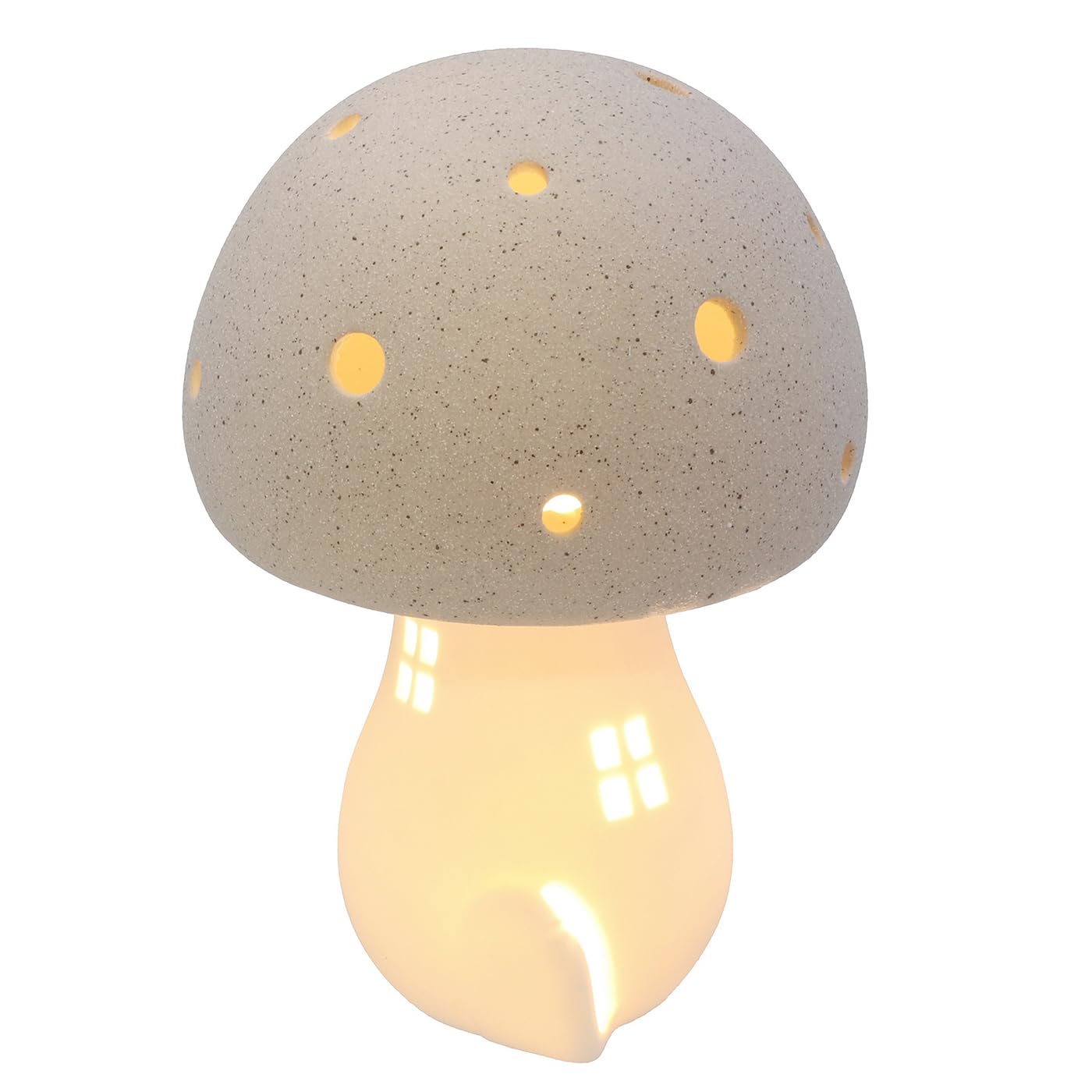 Shudehill Giftware Grey Mushroom Glow Led Light Up House Mini Lamp Ornament - Sage Or Pink (Grey)