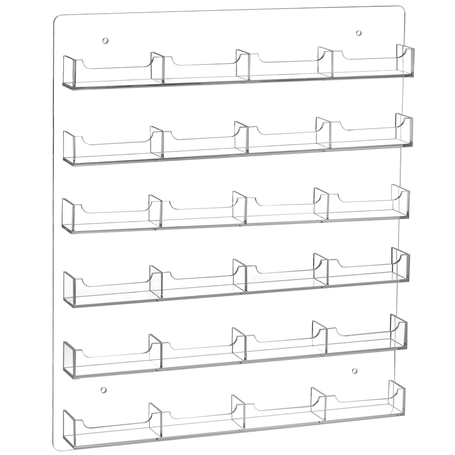 QWORK Porta biglietti da visita in acrilico, montaggio a parete, 24 tasche, display trasparente con adesivi, organizer multi-tasca per ufficio e uso domestico, include viti, tubi di espansione