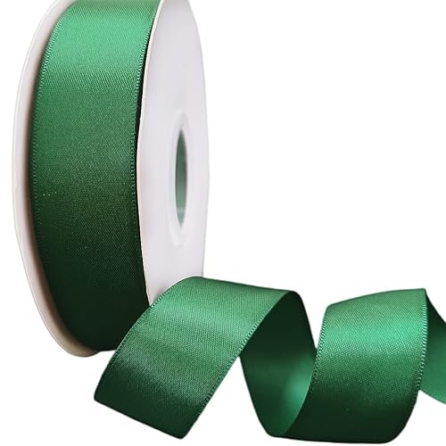 Abbaoww Continuous 50 Yards Double Face Forest Green Satin Ribbon