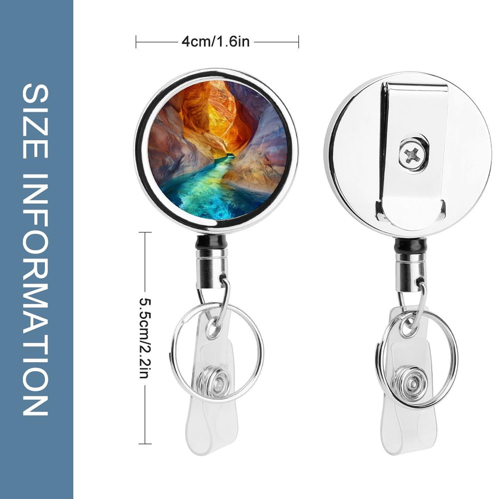 Antelope Canyon Mountain Retractable Badge Holder Metal ID Name Holder Key Ring with Belt Clip