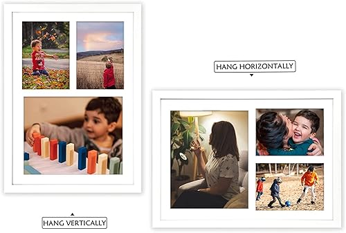 Vista 52 de Golden State Art, Juego de 2 portarretratos de madera blanca de 12 x 17 pulgadas, paspartú blanco para fotos de 8 x 10 y 5 x 7 pulgadas, vidrio