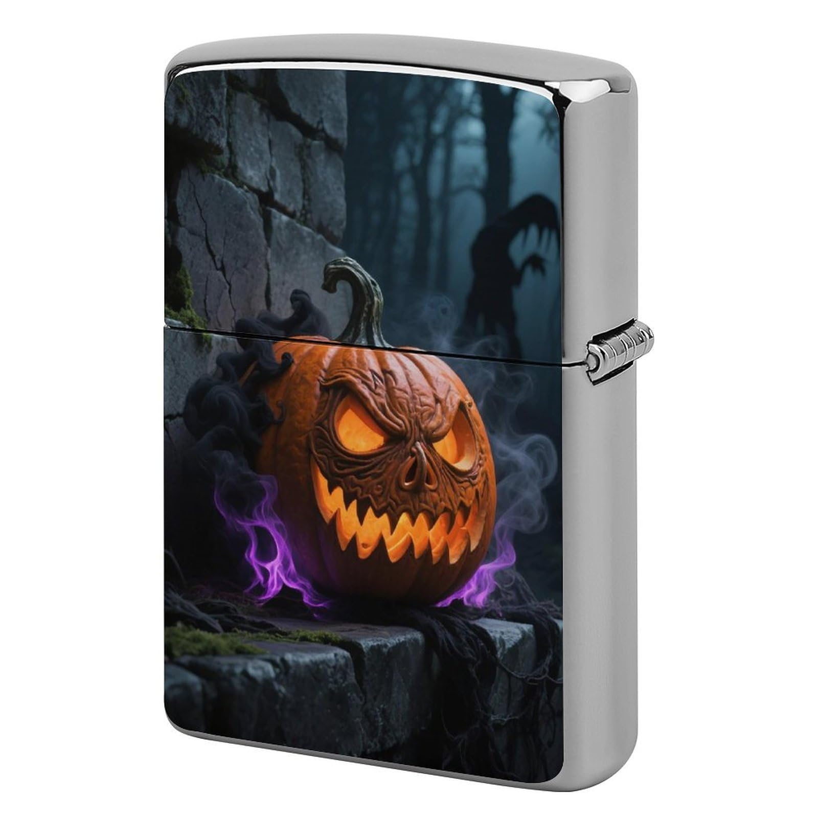 Gothic Style Pumpkin Lantern Lighter Case Cover Vintage Metal Lighter Sleeve Reusable Lighter Protective Cover Decorative Lighter Holder Birthday Gifts for Men Women