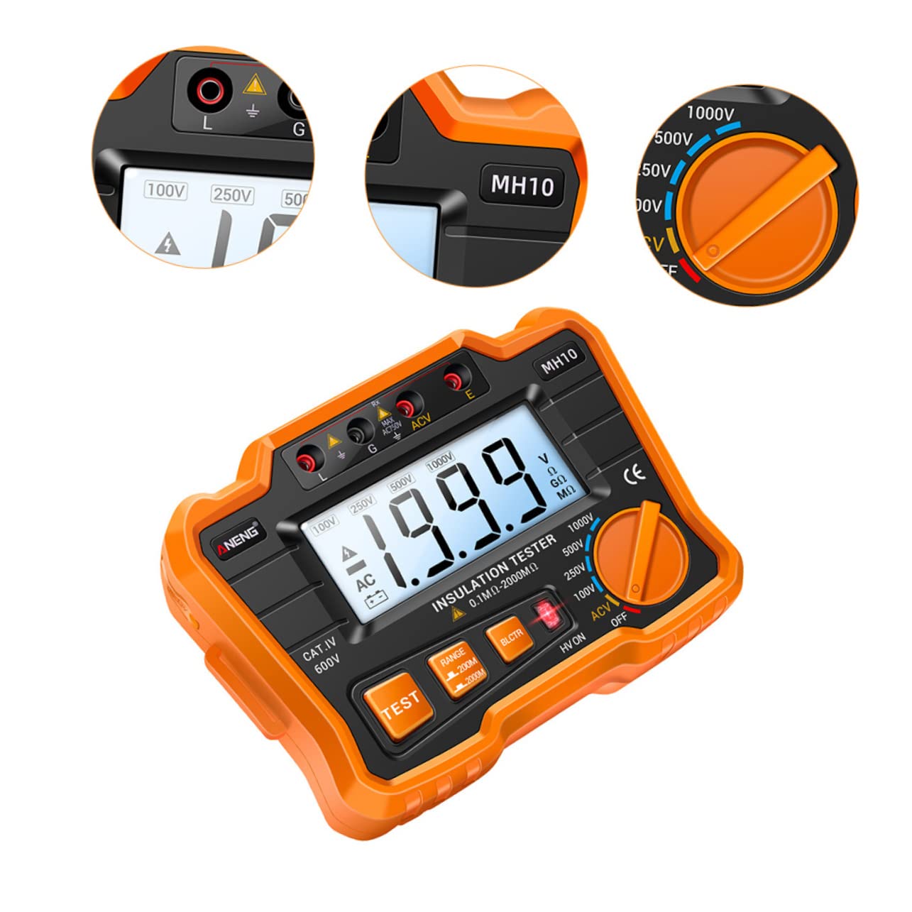 OSOLADY 1 Set Digital LCD Megohm Meter LCD Insulation Resistance Tester Digital Insulation Resistance Tester Digital Megohmmeter Digital Meter Digital Megohm Meter