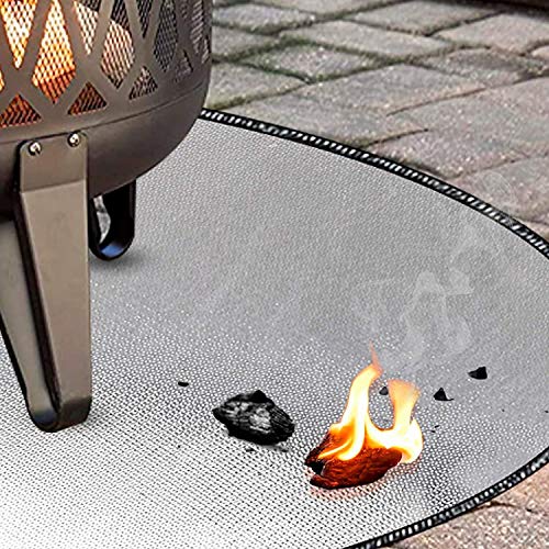 Fire Pit Mat Fireproof Grill Mat 38'' Round 3 Layers BBQ Splatter