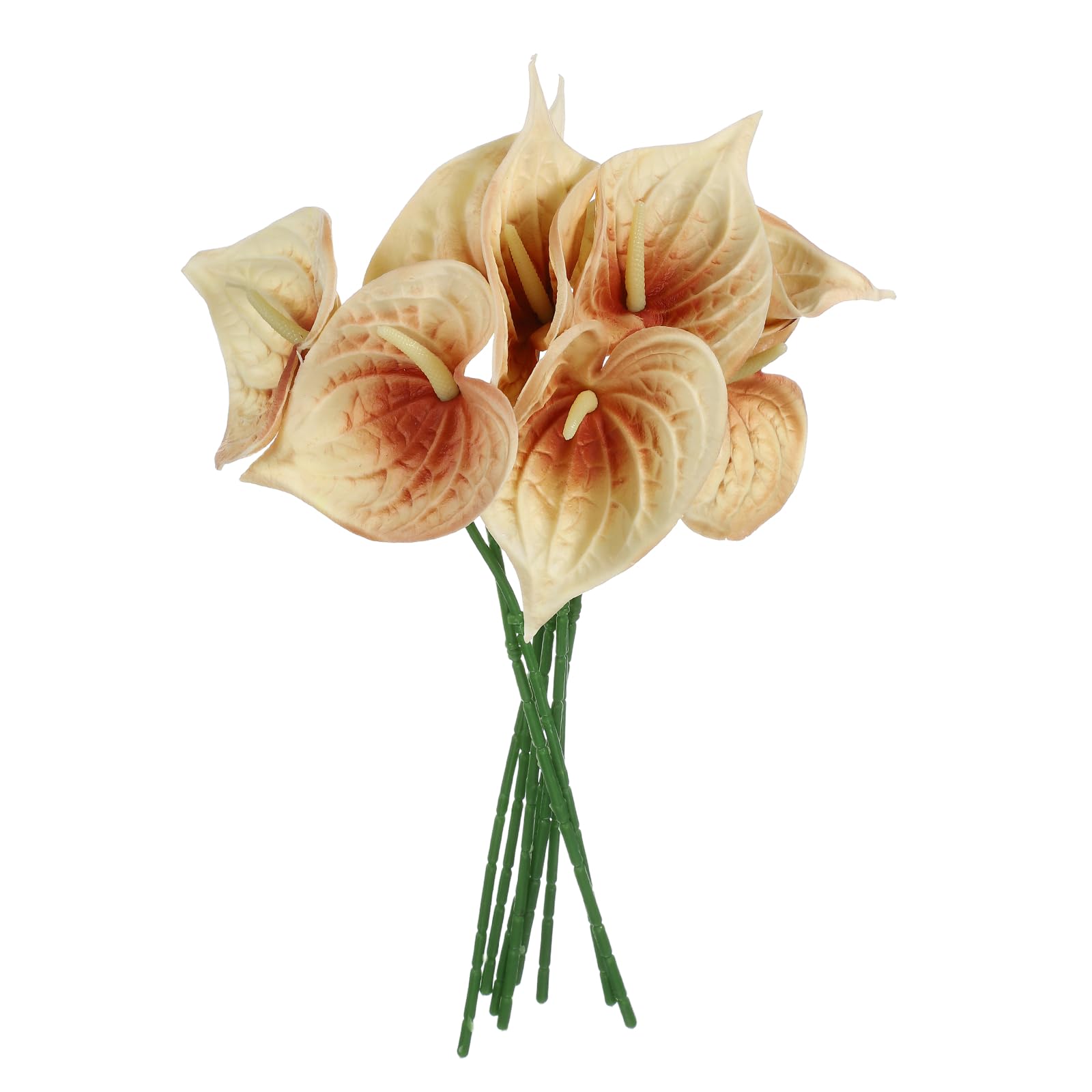 sourcing map 8Pcs 11inch Artificial Anthurium Lily Flowers, Permanent Flower Bouquet for Home Arrangements Wedding Festival Decoration Crafts Store Decor Accessories, Champagne