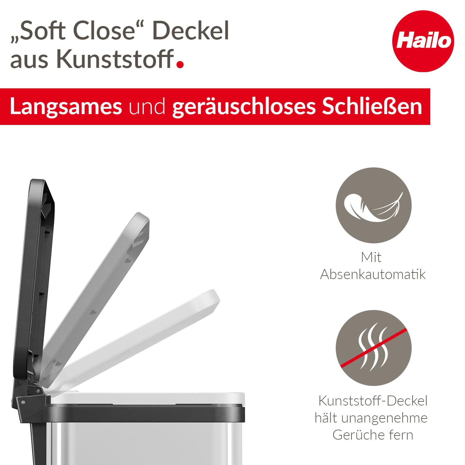 Hailo Öko duo Plus M Tret-Mülltrenner - freistehender 2 x 9 Liter Doppelmülleimer aus Edelstahl - Mülltrennsystem mit soft close Deckel - 2-fach Abfalltrenner für die Küche | Duo Plus M, Volumen 2 x 9 l, Edelstahl