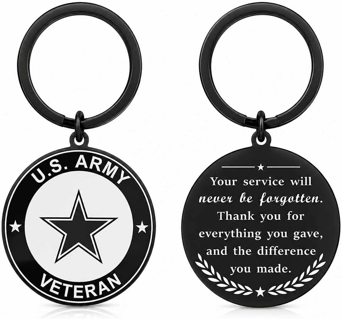 Veteran Gift for Men Women - U.S. Army Navy Air Force Veteran Keychain, Veterans Day Gift, Thank You for Your Service