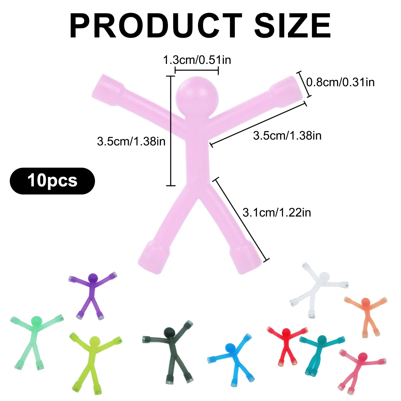 10 Pack Fridge Magnetic Men, Multipurpose Magnetic Fidget Travel Toys, Mini Magnetic People, Colorful Flexible Rubber Magnets - Image 2