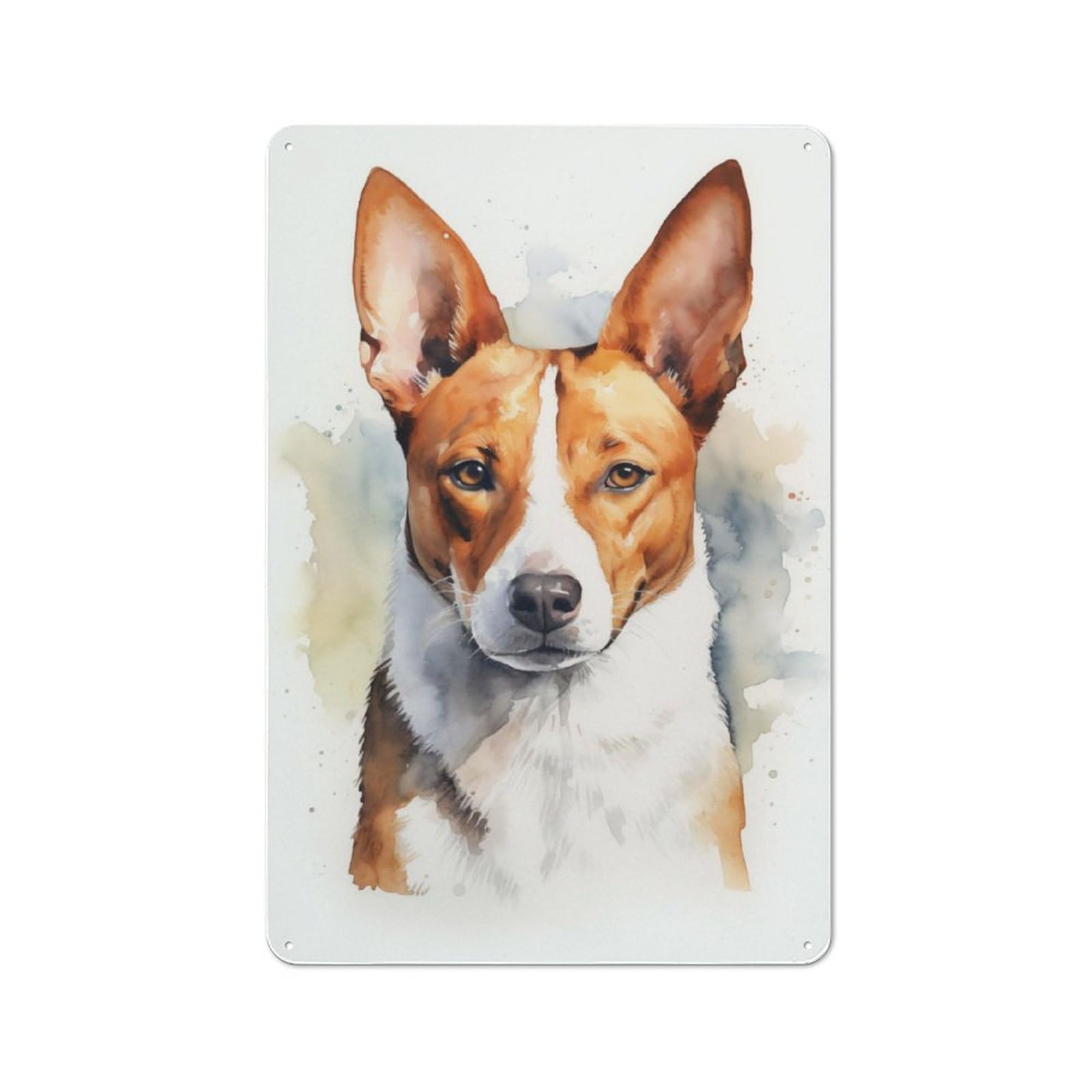 Junmoney Watercolor Basenji Vintage Printed Metal Sign 30X20cm For Workshop Wall, A Decorative Gift For A Newly Furnished Workshop