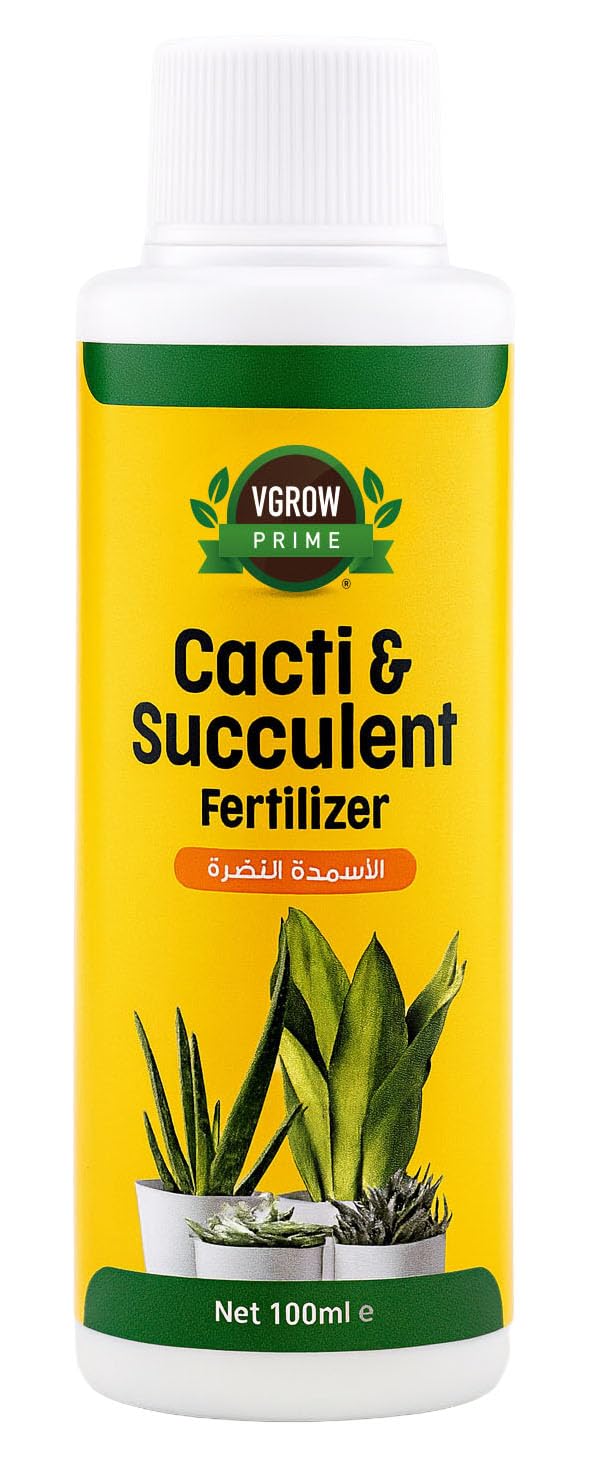 Vgrow Cacti and Succulent Fertilizer – 100ml Liquid Concentrate Ideal for Aloe Vera, Jade Plant, Haworthia, Echeveria & More – Boost Growth, Color & Root Strength