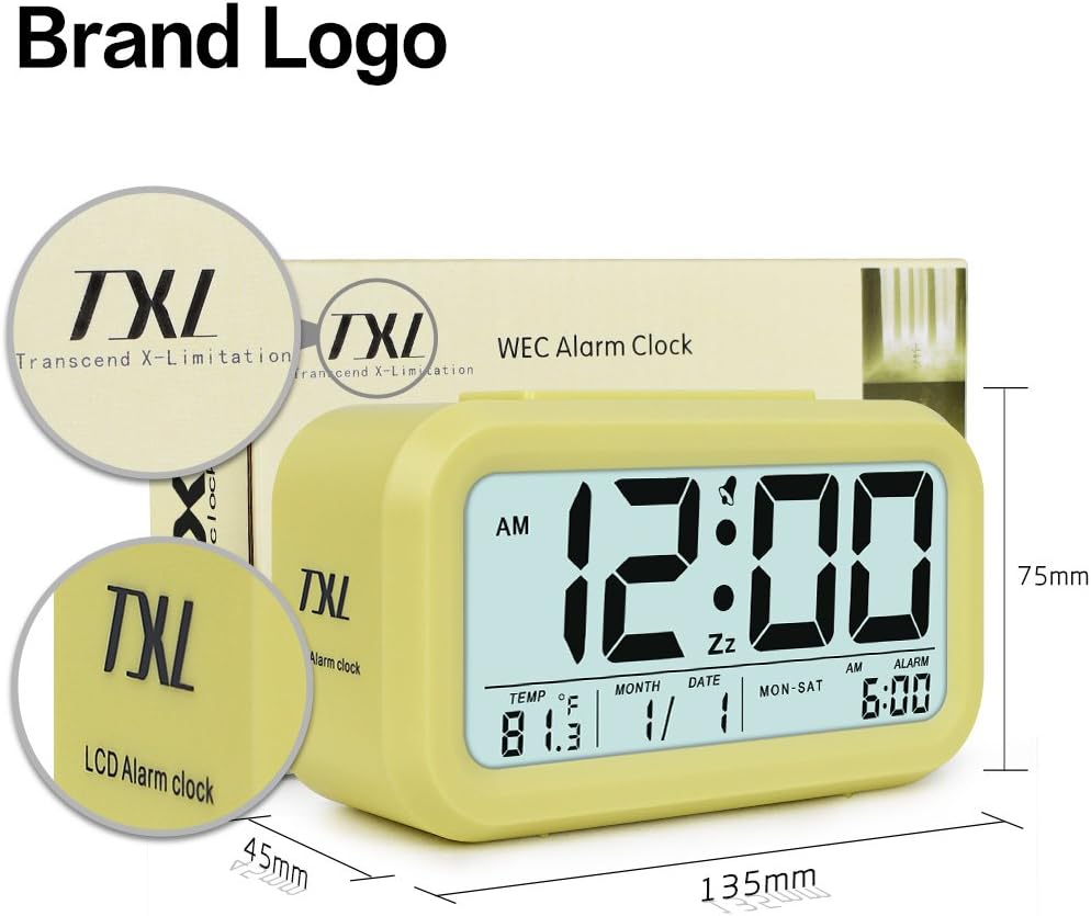 Digital Alarm Clock Student Clock Large LCD Display Snooze Electronic Kids Clock Light Sensor Nightlight Office Table Clock