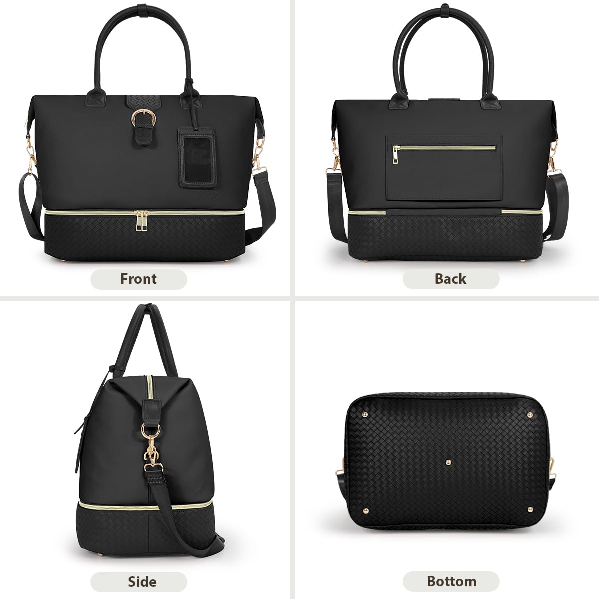 Bolsas de Viaje de Piel sintética para Fin de Semana para Mujer, con Compartimento para Zapatos, Bolsillo húmedo