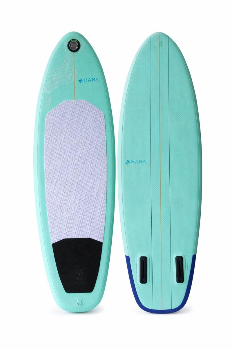 HANA Aufblasbares Surfbrett 5'4 Premium | Kompaktes & leistungsstarkes Surfbrett | Techno Ultra-Stitch mit hoher Dichte | ideal für Reisen & Anfänger | 55 l, Square Tail, Twin Fin | Tasche & Kit