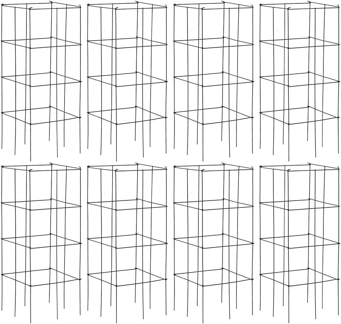 S AFSTAR 4 Pack Folding Tomato Cages, 39 Inches Tall Square Plant Support Cage for Garden Climbing Plants Flowers Fruits, Heavy Duty Tomato Vegetable Trellis