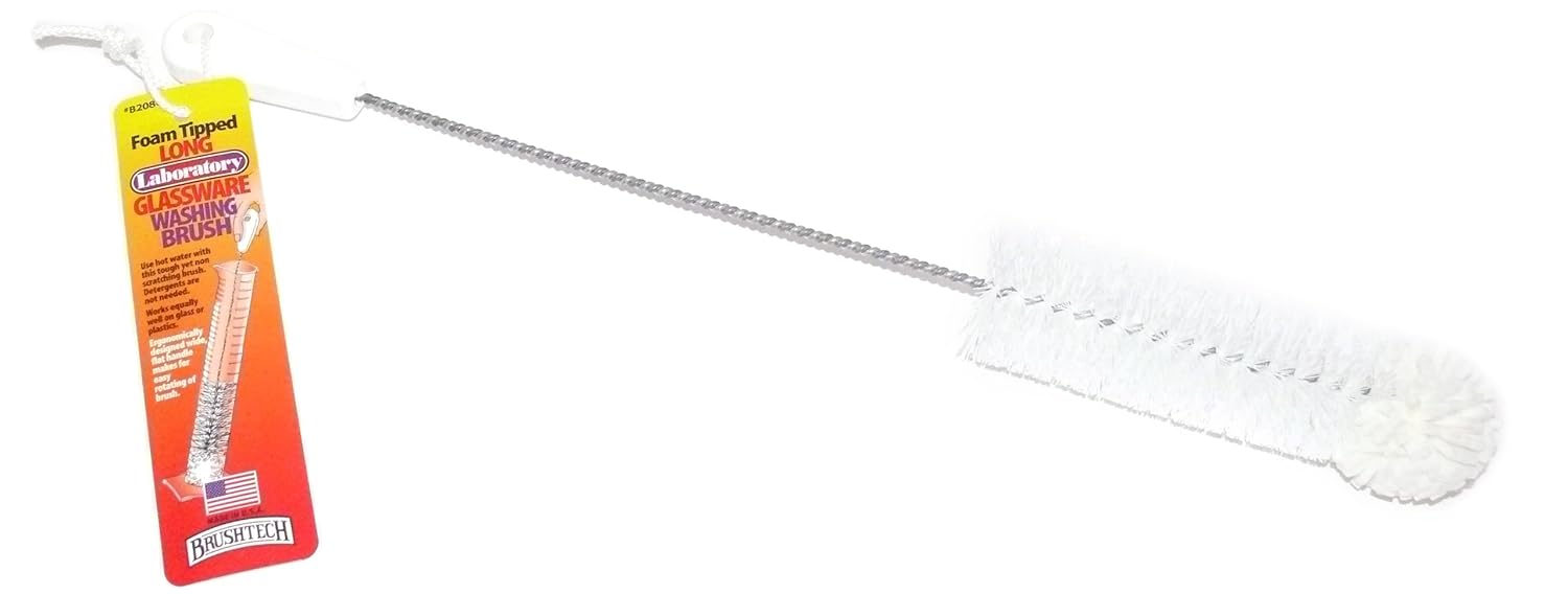 Brushtech Foam-Tipped Long Laboratory Glassware Brush B208C