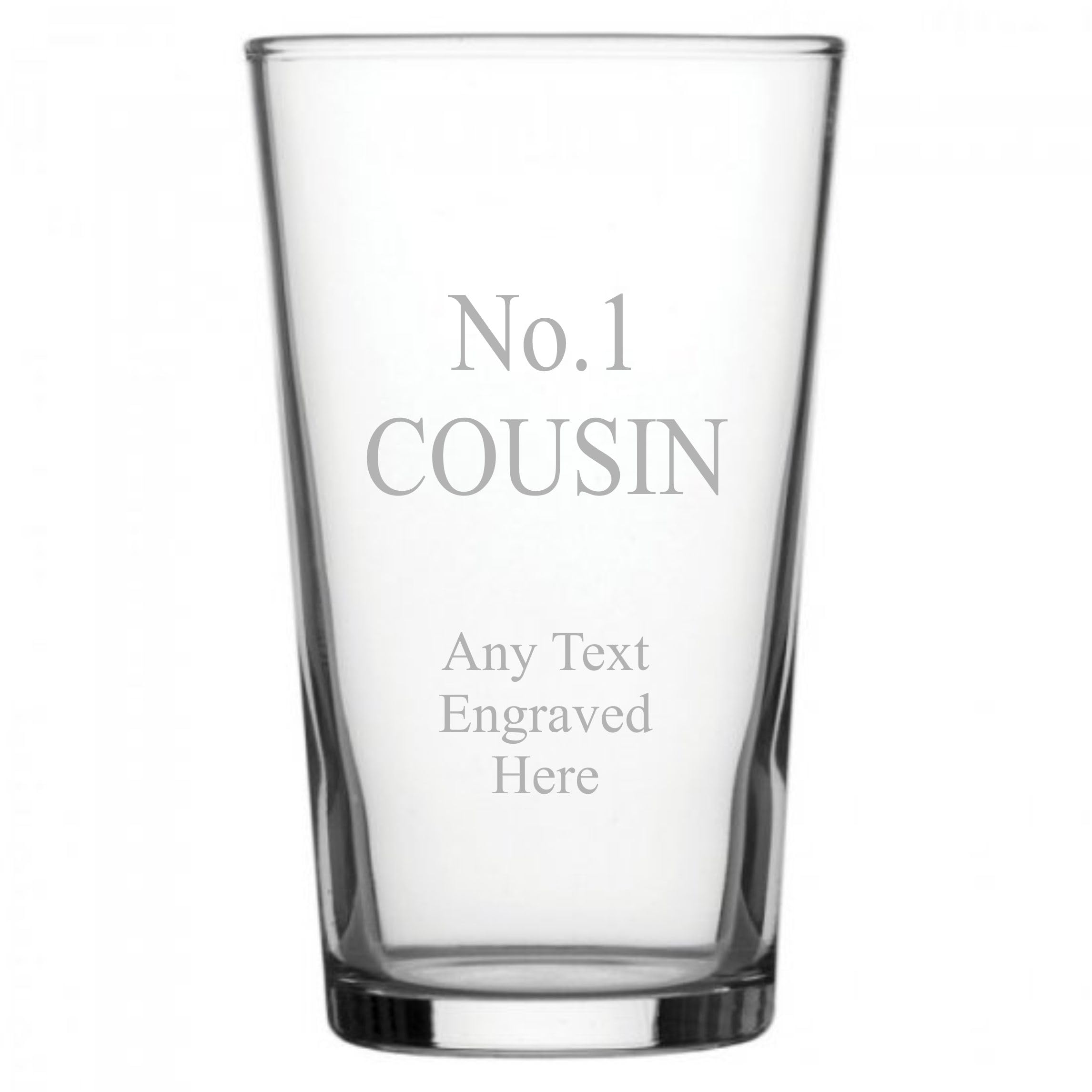 Pint Glass Engraved NO1 Cousin PG54 in Silk Lined Gift Box [Custom]