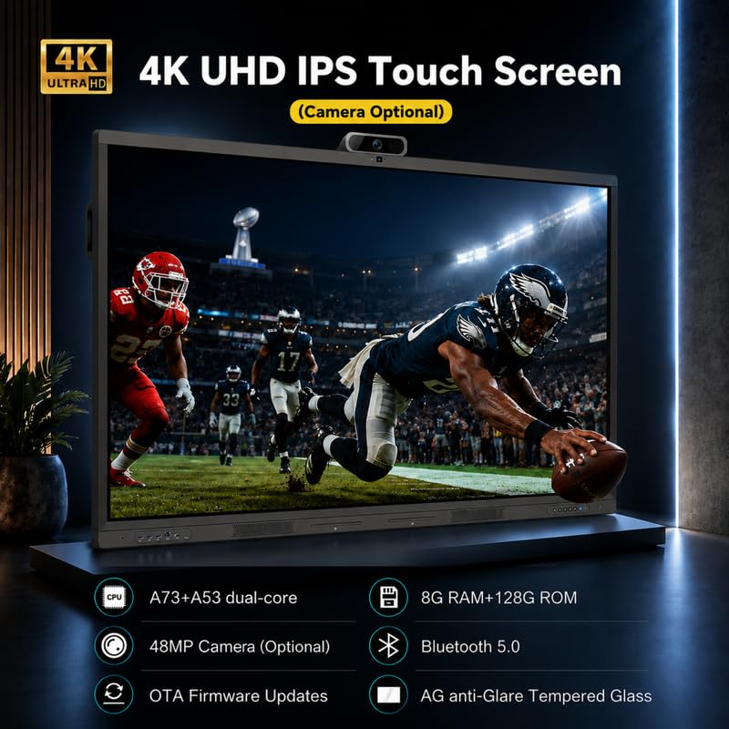 Image of BIG VUE Pro 75 Inch Android 14 Interactive Flat Panel Digital Board with Stand, 8 GB RAM 128 GB ROM, Ai-Copilot, 48MP Camera with Microphone, Multitouch Screen Display for Teaching & Office Use