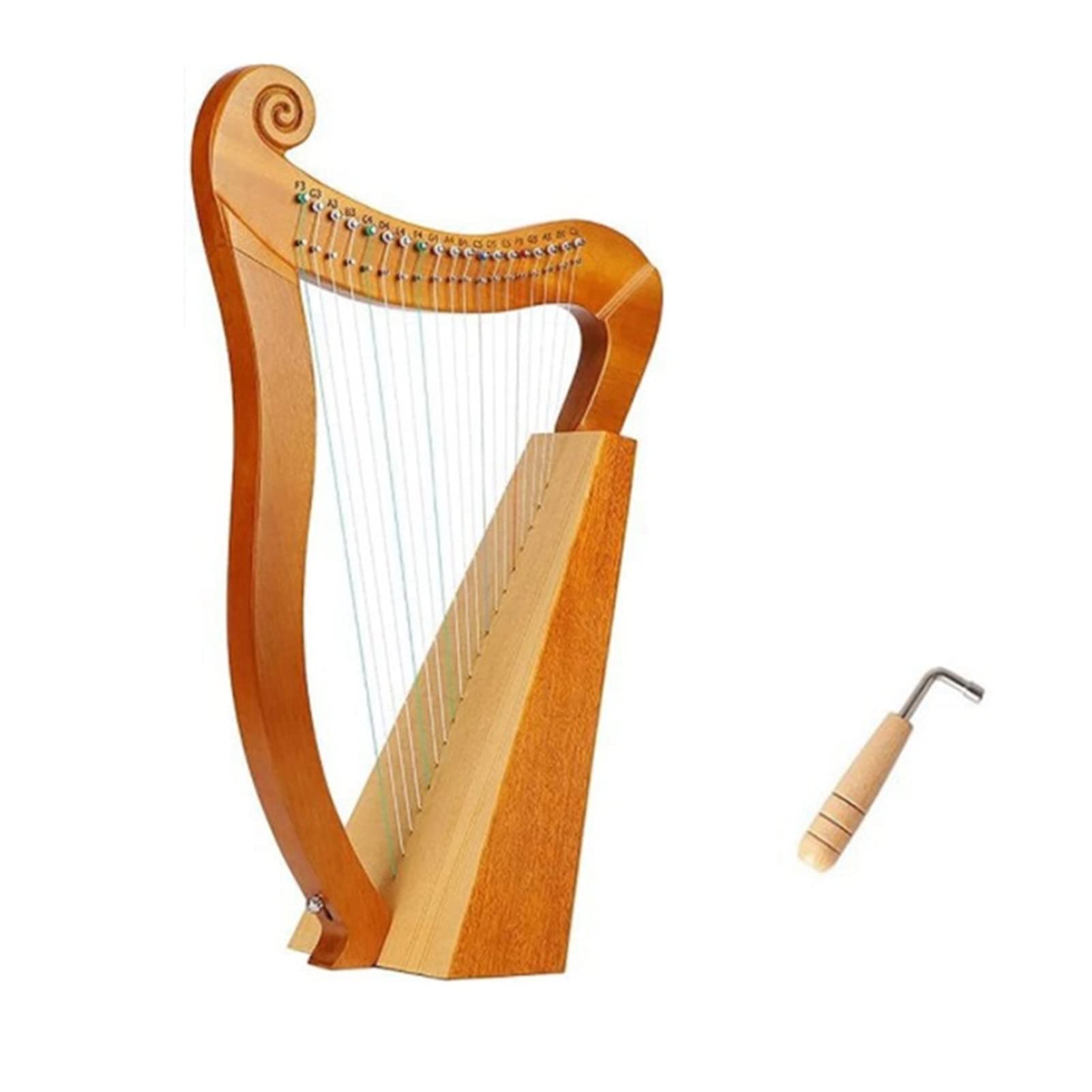TSTS Lyre Instrument 19 Saiten Lyre Harp Holz Lyre Mit Tuning-Schraubenschlüssel Für Musikliebhaber Anfänger Kinder Erwachsene Musikinstrument