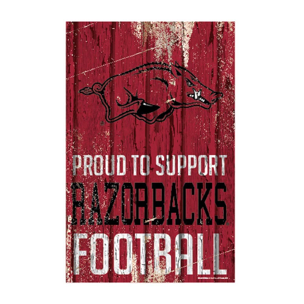 WinCraft NCAA Arkansas Razorbacks SignWood Proud to Support Design, Team Color, 11x17