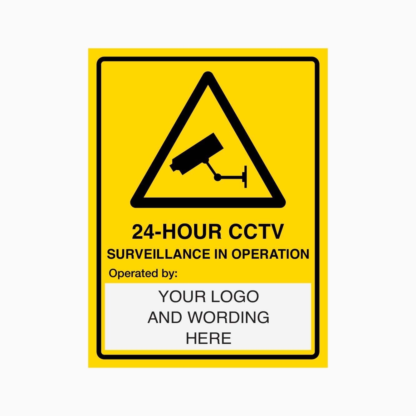 24 HOUR CCTV SURVEILLANCE IN OPERATION Sign, 12x8 Metal Tin Sign, 24-hour camera monitoring notice.