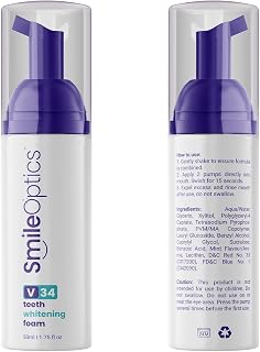 V34 Purple Toothpaste, 2-Pack - Color Corrector Teeth Whitening Foam with Nano-Hydroxyapatite, Peroxide-Free & Enamel-Safe, Fluoride Free, Instant Stain Concealer for Sensitive Teeth, 2 x 50ml