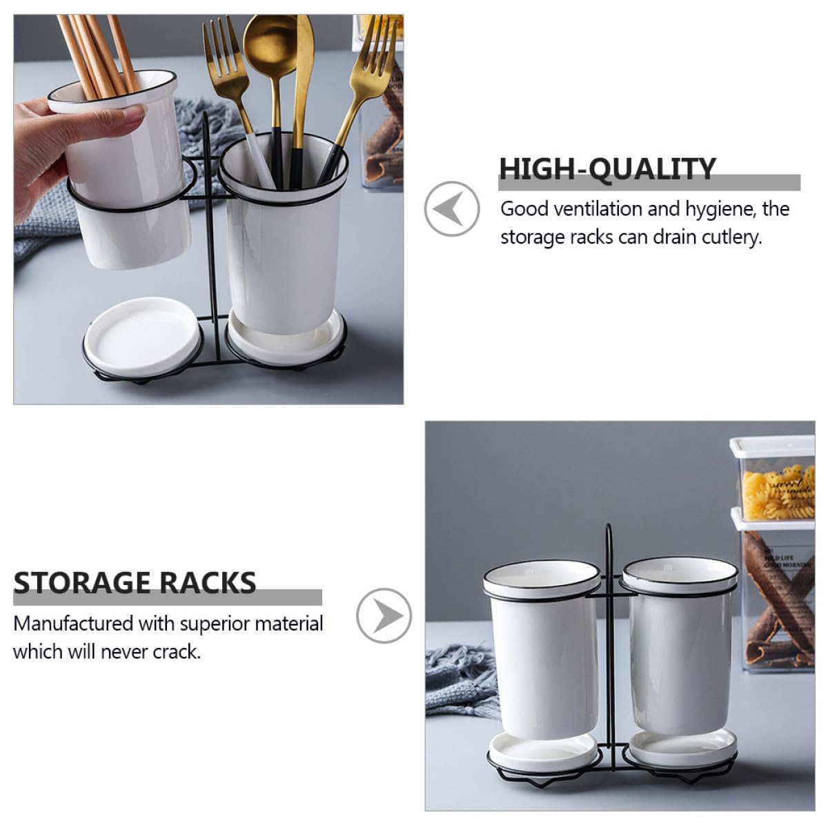NUOBESTY Support de Baguettes en Céramique Blanc, 1 Set, Cuisine