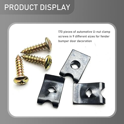 Miniatura 5 de Fluher Juego surtido de tornillos de automóvil de 170 piezas, 9 especificaciones diferentes de pernos y horquillas, reemplazo de sujetador interior