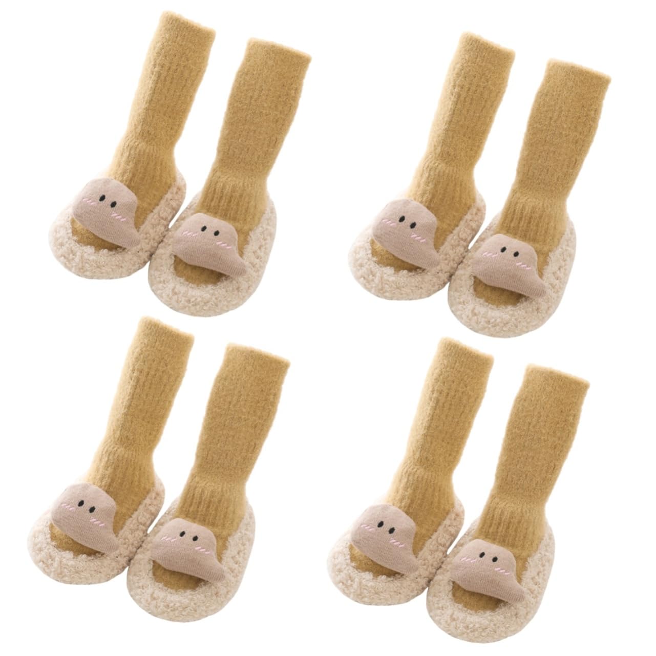 ibasenice 4pares Calcetines Antideslizantes para Bebés Diseño De Dibujos Animados Calcetines De Suelo para Niño Niña Talla Longitud De para Aprender Caminar y Uso Diario