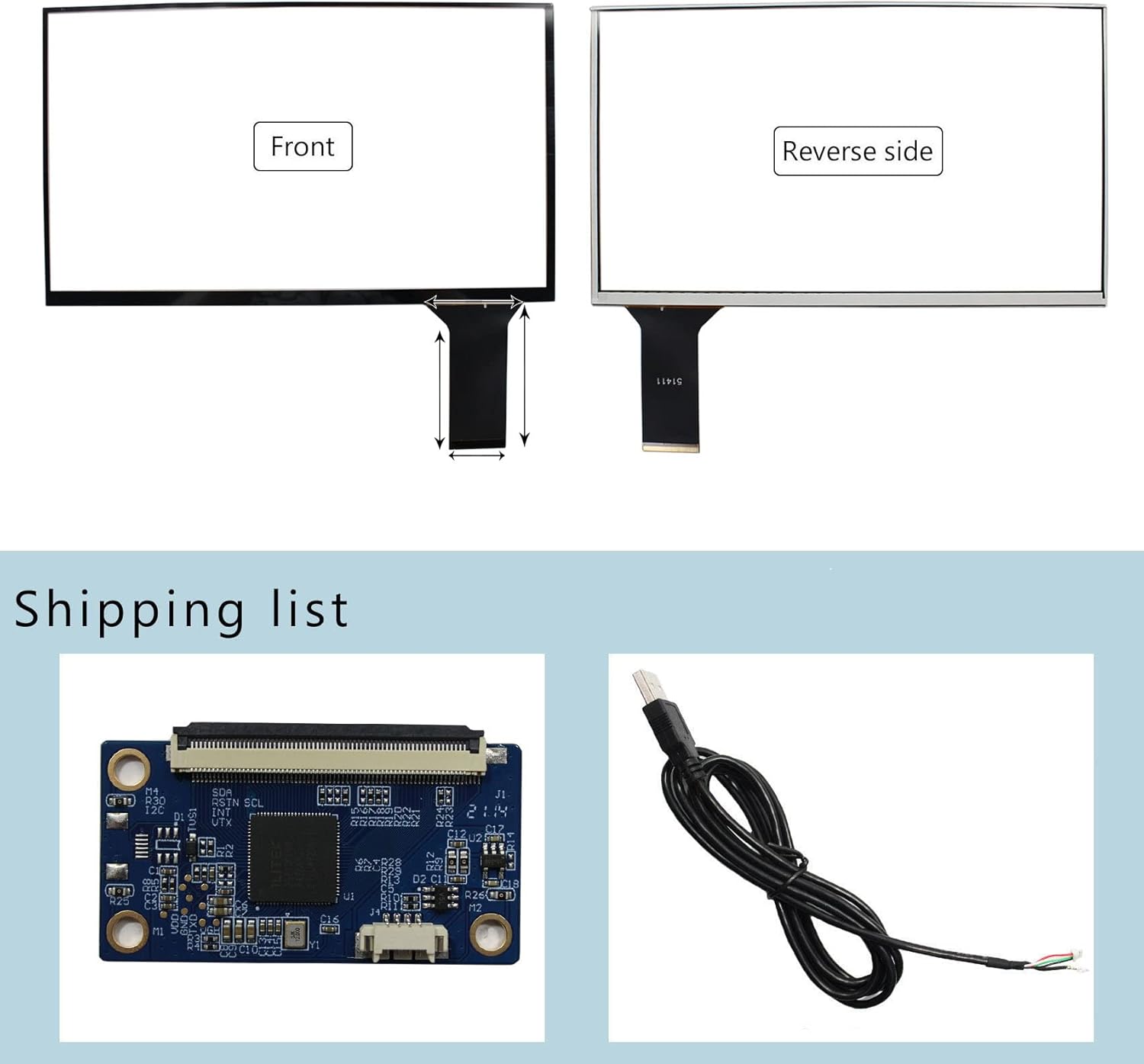 Capacitive Touch Panel,13.3" Touch Sensor with USB Controller Card,Work for 13.3 inch VS133GF-B001 1920x1080 LCD Screen