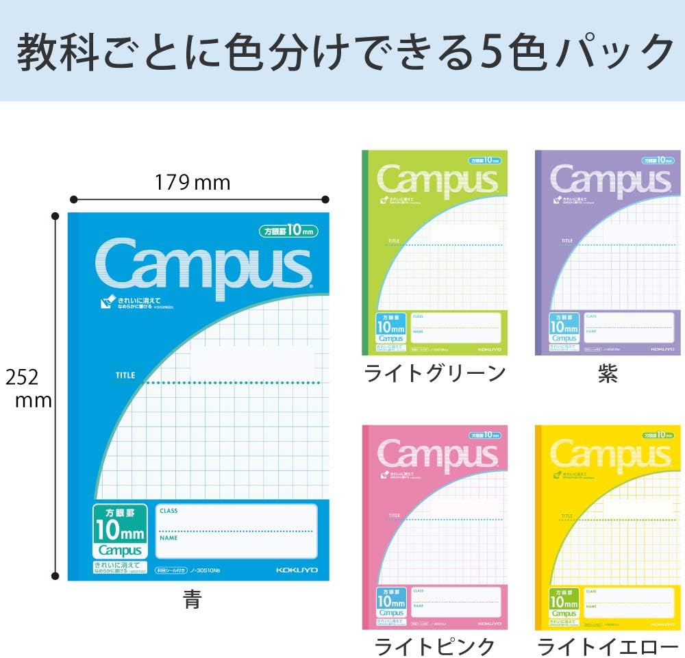 5 books Pakkuno-30S10X5 Kokuyo Campus Notes by Application B5 10mm grid ruled (japan import)