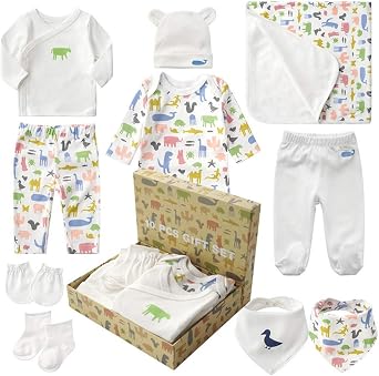 Baby Shower Gift Set for Boys and Girls, 10 Pieces, Newborn, 100% Cotton