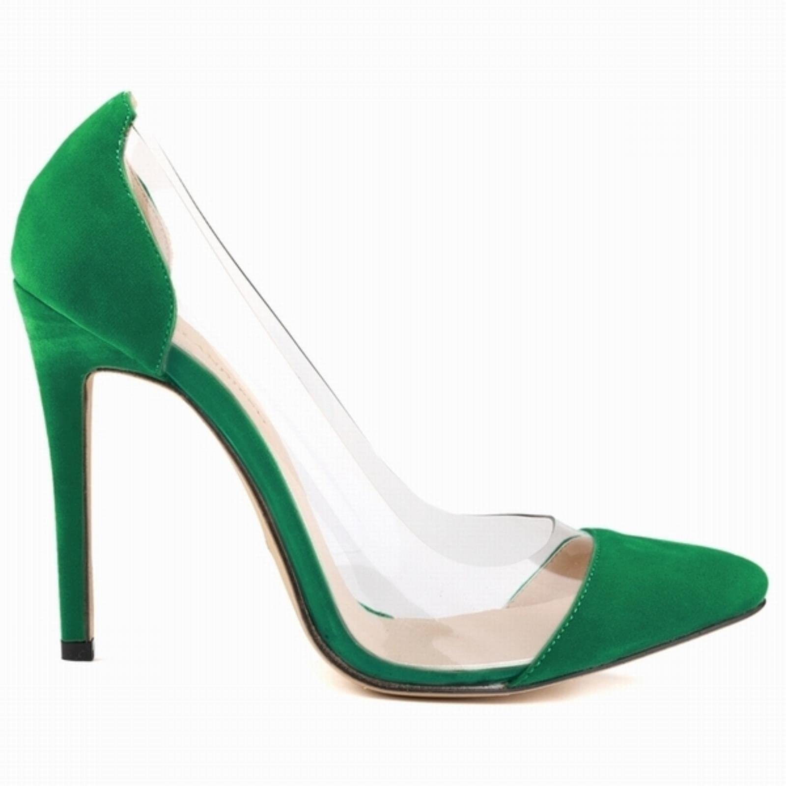 QIANKUN Stiletto Ladies High Heels Sexy Ladies Pointed Toe Velvet High Heels Ladies Party-Green,7.5