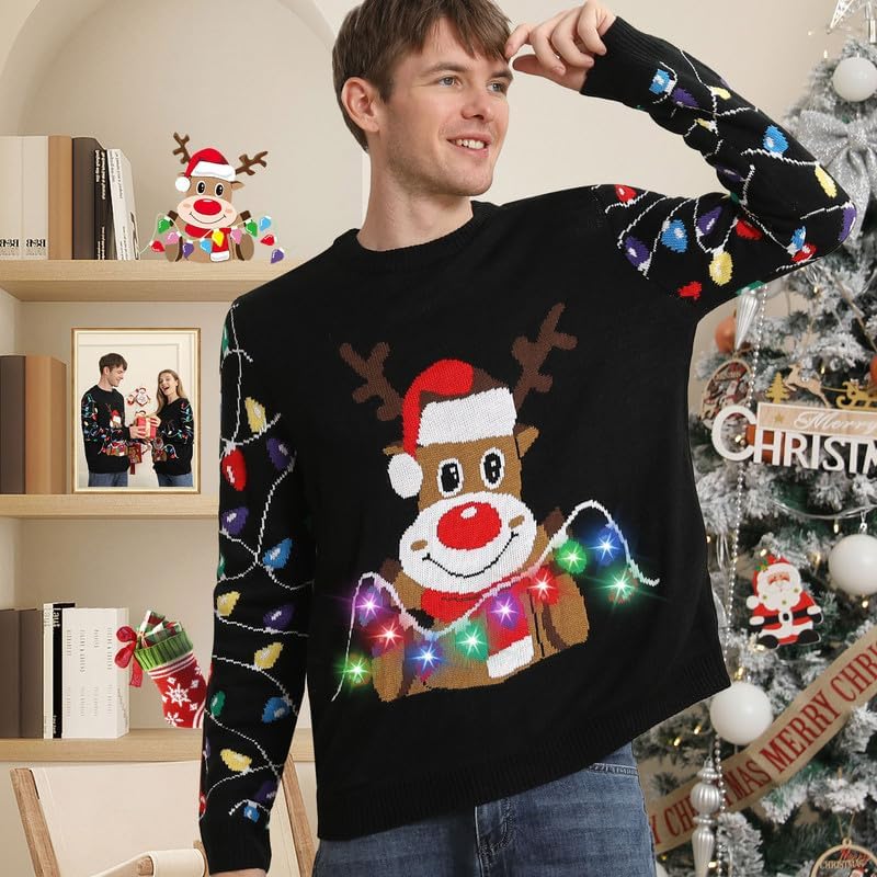 Kerst Trui Met Lampjes | Maat XL | All I Want For X-Mas Is Money Grappige Kersttrui Met Lichtjes Foute Kersttrui Met Verlichting Knipperende Lampjes