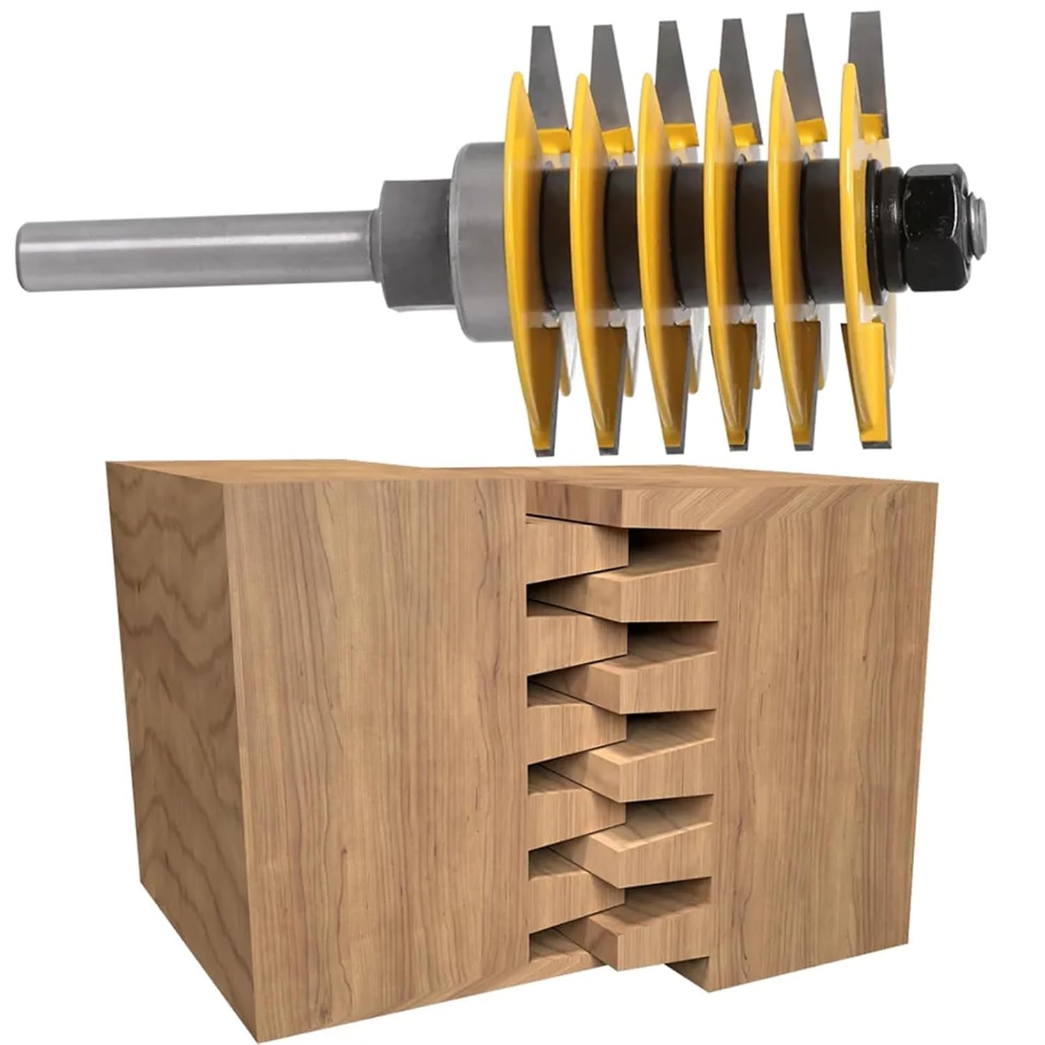 1pcs 8mm Shank 12mm Shank 2 Teeth Adjustable Finger Joint Router Bit Cutter Industrial Grade for Wood Tool(12mm Shank)