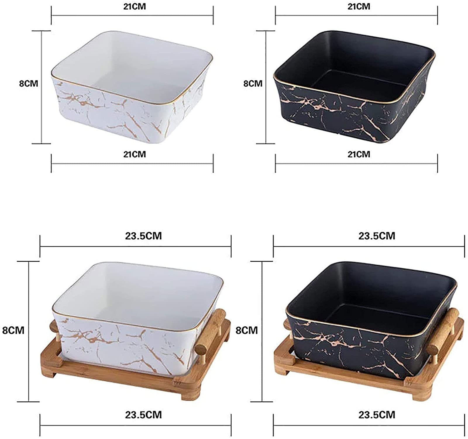 Porcelanowe Miski Na Owoce Z Drewnianym Stojakiem, Dekoracyjna Miska Sałatkowa, Składana Miska Centralna, Miska Do Serwowania Słodyczy, Przekąsek I Zup, Marmurowa Miska