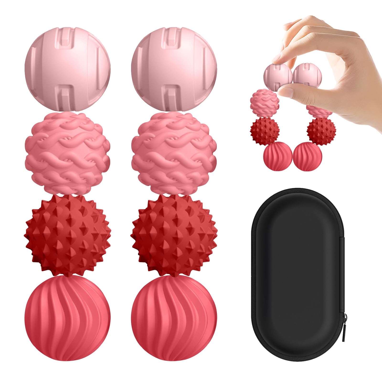 XYOFUN 8Pcs Silicone Magnetic Fidget Toys, Silicone Sensory Ball, Textured Sensory Stress Relief Balls