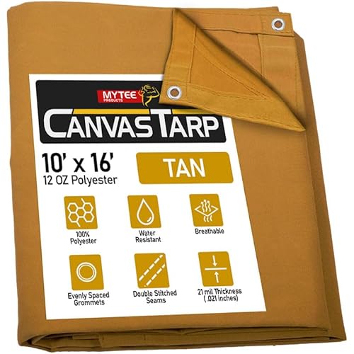 Mytee Products 10' x 16' Tan Canvas Tarp 12oz Heavy Duty Water Resistant
