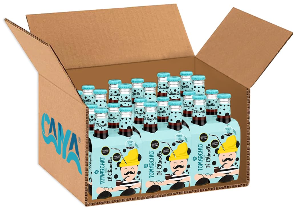 Chinotto per TOMARCHIO Bibita Analcolica Gassata in Vetro, 24 Bottiglie da 200 ml, con Infuso di Chinotto - Gusto Agrumato e Intenso