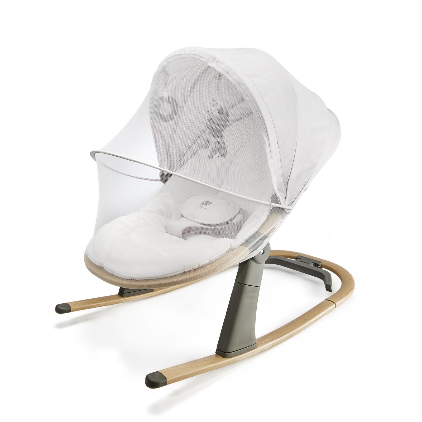 Kinderkraft ELSU Transat Bébé 2en1 evolutif, 0-9kg, Balancelle dès la naissance, Moustiquaire, Avec 2 jouets, Légère et pliable, Harnais de Sécurité, Gris