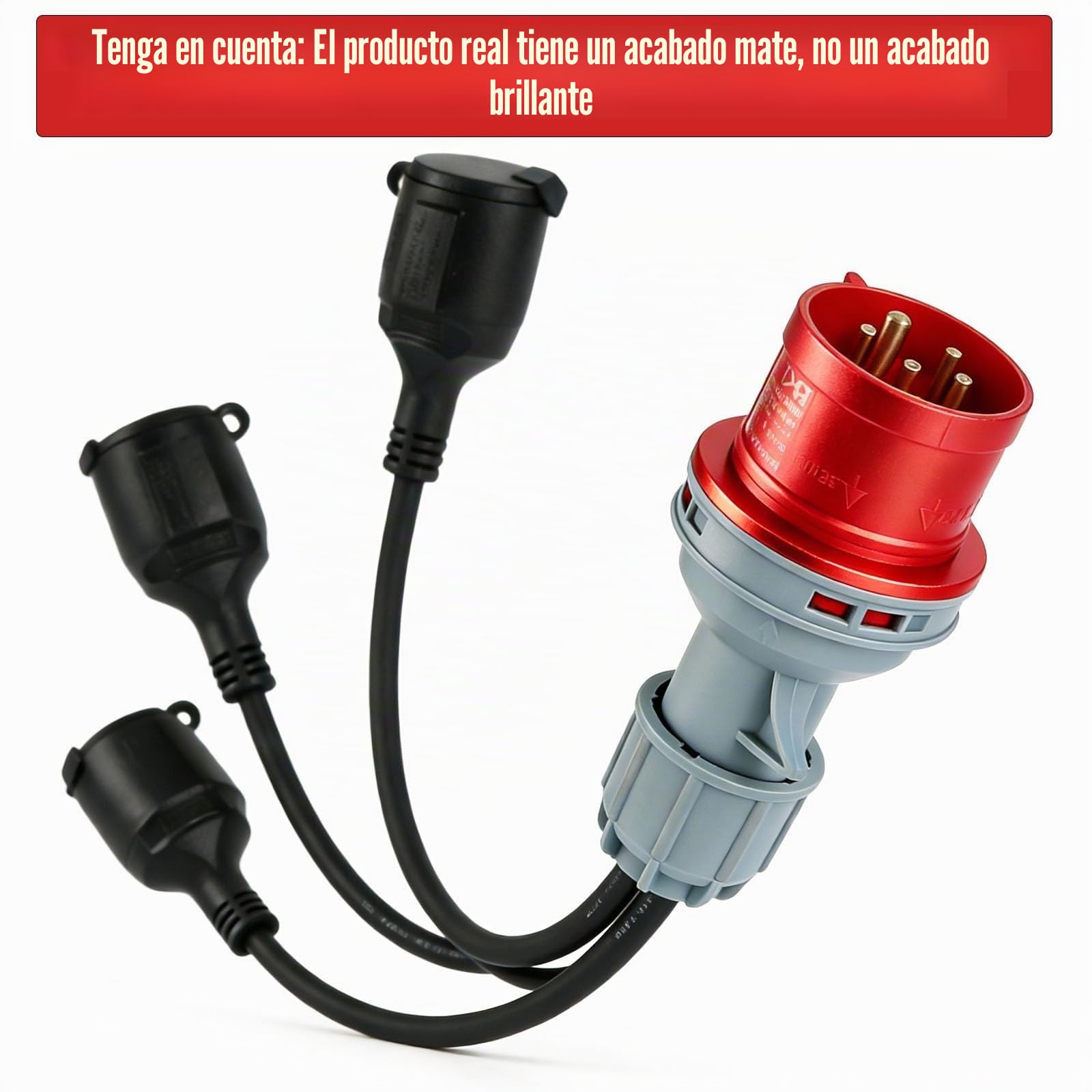 Adaptador CEE de 400 V, Adaptador Enchufe de 5 pines 16 A, 3 x 230 V, cable enchufe CEE IP44 para camping, resistente al aceite y al frío, para caravanas, industrias y agricultura, exteriores