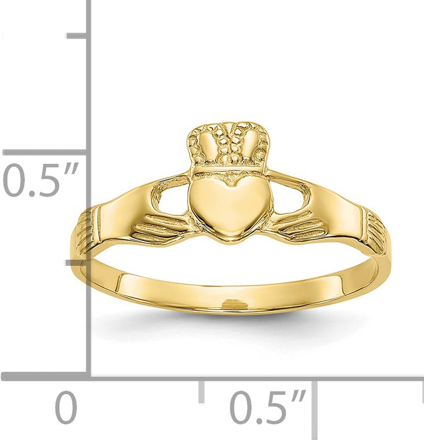 10k Yellow Gold Polished Ladies Claddagh Ring Size 6