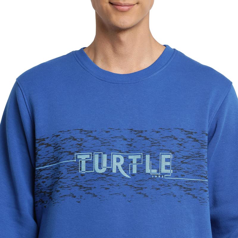Image of Turtle Men Blue Printed Round Neck Sweatshirt