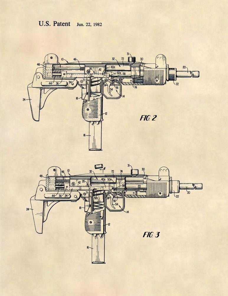 Amazon.com: Patent Prints - Uzi Submachine Gun Patent Art